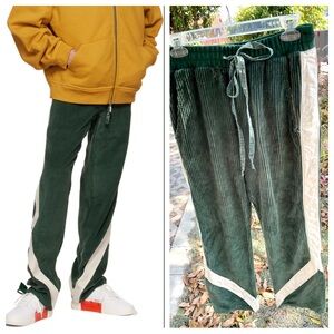 Rhude Green Corduroy Track Pants Elastic waist band sz Small
